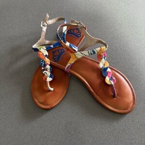 Fergalicious Multicolor Braided T-Strap Sandals